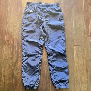 Y2K Reebok Men's Track Pants Blue Nylon Windbreaker Joggers Vintage 90s Size S